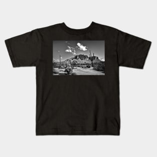 Superstition Mountain In Black And White Kids T-Shirt